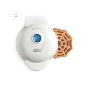 NEW Dash Spider Web Mini Waffle Maker In White Breakfast Cooker